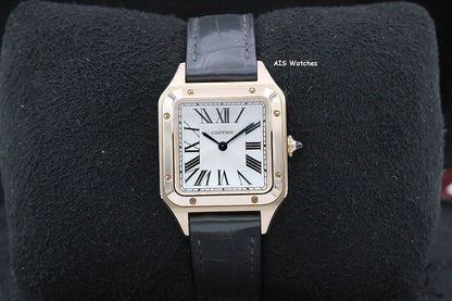 Cartier Santos Dumont Small WGSA0022 18K RG 38MM x 27.5MM Silver Dial Box & Paper