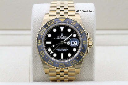 BNIB Rolex GMT-Master II 126718GRNR 18K Yellow Gold Black Dial Jubilee B&P