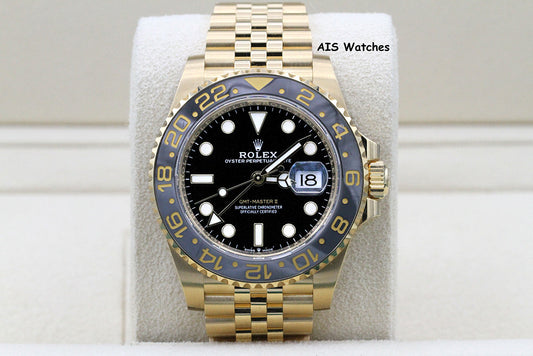 BNIB Rolex GMT-Master II 126718GRNR 18K Yellow Gold Black Dial Jubilee B&P