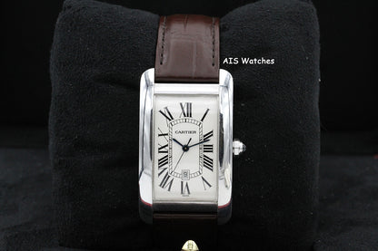 Cartier Tank Americaine W2603256 18K WG Automatic Silver Dial B&P