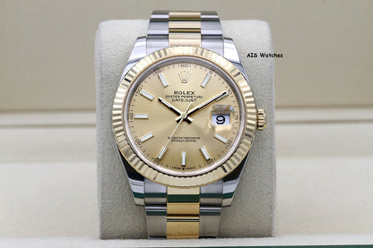 Rolex 126333 DateJust 41MM 18K YG/SS Champagne Stick Dial Oyster Bracelet 2022 Box & Papers