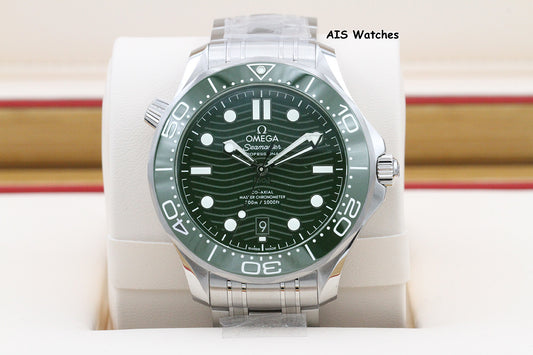 BNIB Omega Seamaster 300M SS 42MM Diver Green Wave Dial 210.30.42.20.10.001 BP