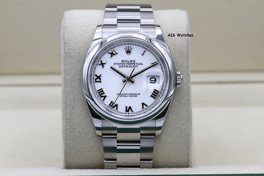 Rolex Datejust 36MM 126200 White Roman Dial Oyster DJ36 Box & Papers