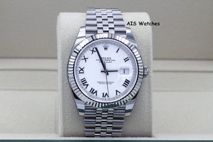 BNIB Rolex Datejust 41MM 126334 White Roman Dial Jubilee Box & Papers