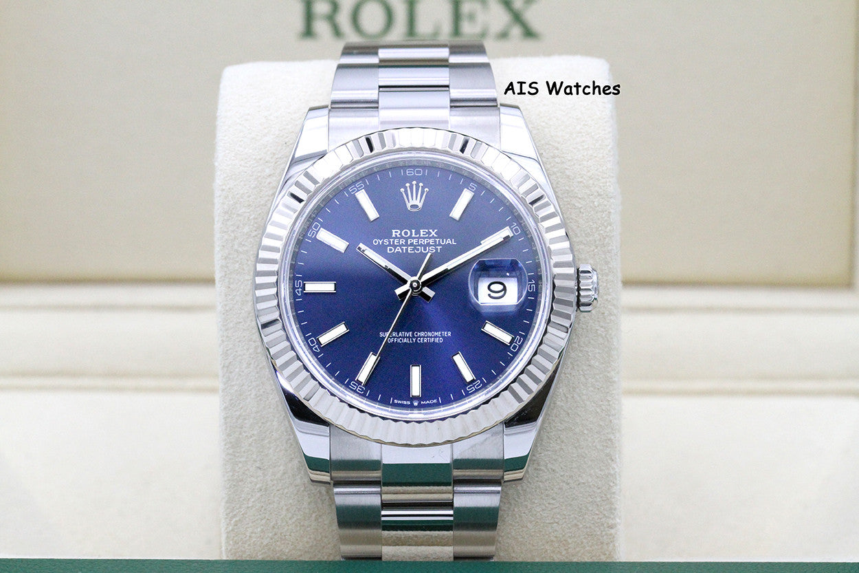 Rolex Datejust 41MM 126334 Blue Stick Dial Oyster Box & Papers
