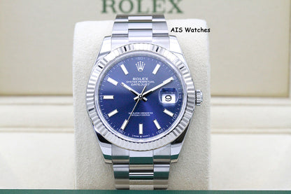 Rolex Datejust 41MM 126334 Blue Stick Dial Oyster Box & Papers