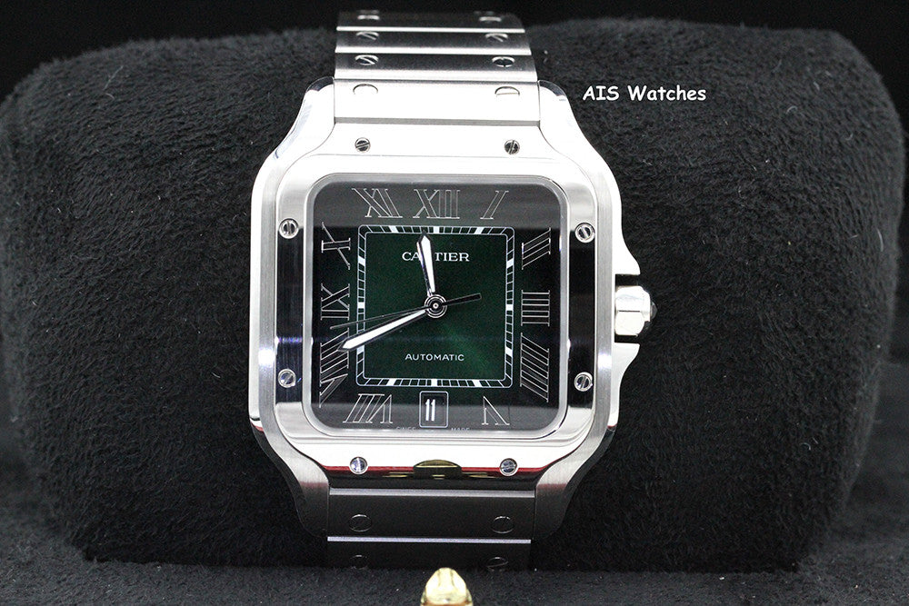 BNIB Cartier Santos De Cartier Large Steel WSSA0062 Green Dial 39.8MM B&P