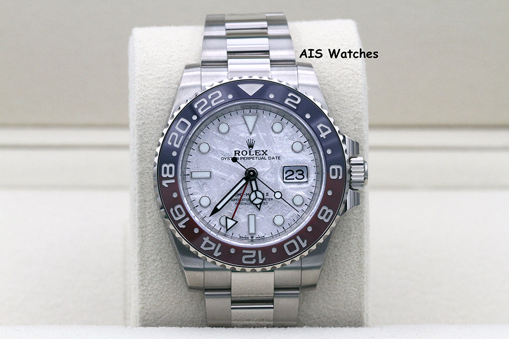 BNIB Rolex GMT-Master II 126719BLRO Meteorite Dial Pepsi 18K WG Box & Papers