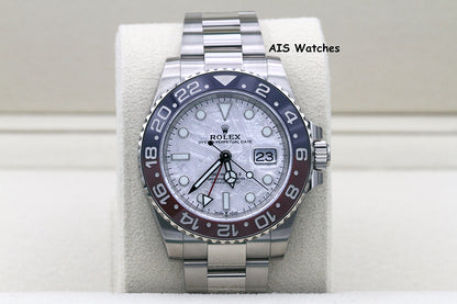 BNIB Rolex GMT-Master II 126719BLRO Meteorite Dial Pepsi 18K WG Box & Papers