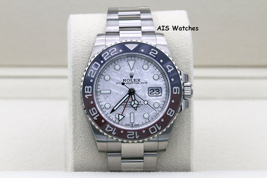 BNIB Rolex GMT-Master II 126719BLRO Meteorite Dial Pepsi 18K WG Box & Papers