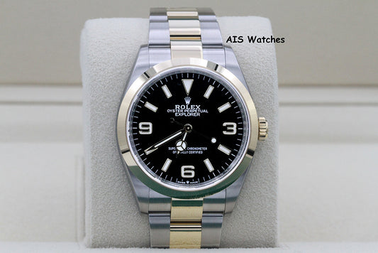 BNIB Rolex 124273 Explorer 1 36MM 18K Yellow Gold / Stainless Steel Box & Paper