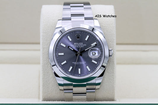 BNIB Rolex Datejust 41MM 126300 Rhodium Stick Dial Oyster Bracelet B&P