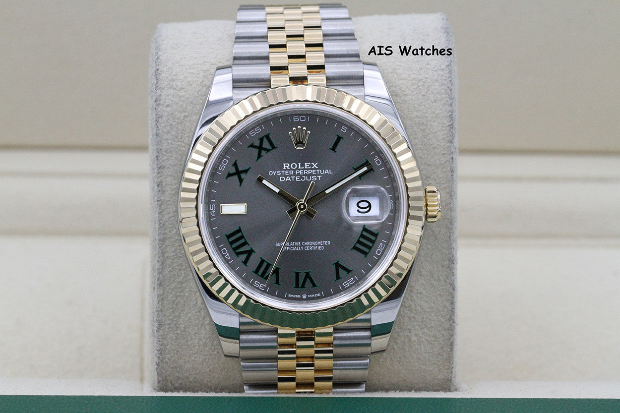 Rolex 126333 DateJust 41MM 18K YG/SS Slate Roman / Wimbeldon Dial Jubilee Bracelet B&P