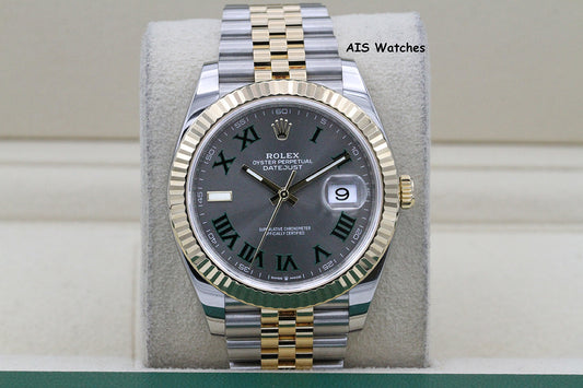 Rolex 126333 DateJust 41MM 18K YG/SS Slate Roman / Wimbeldon Dial Jubilee Bracelet B&P