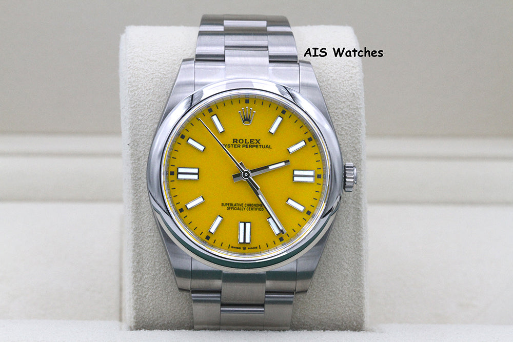 BNIB Rolex 124300 Oyster Perpetual 41 MM Yellow Dial Box & Papers