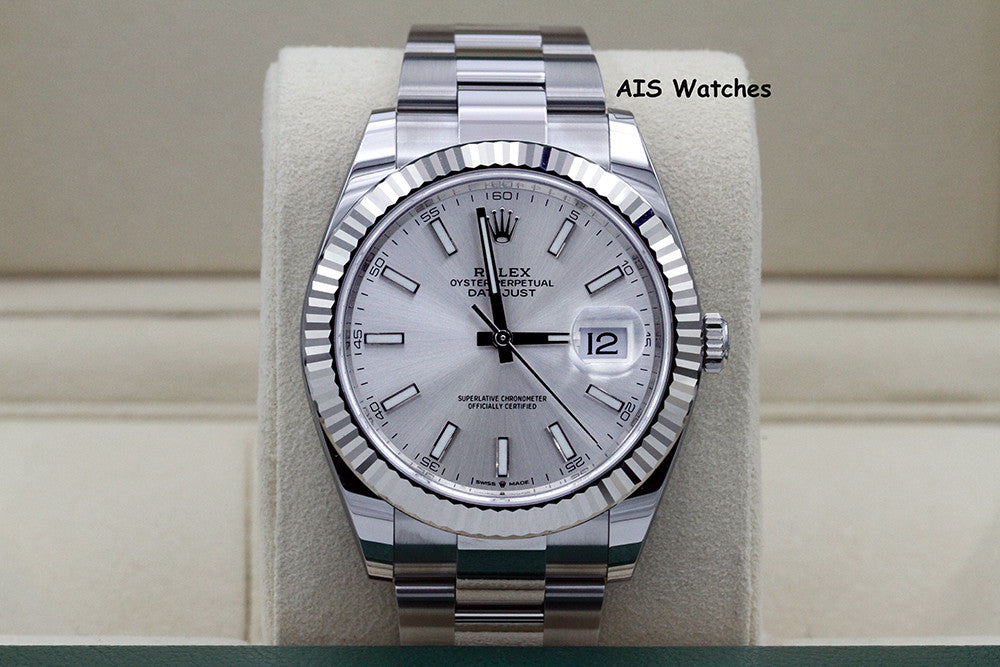 BNIB Rolex Datejust 41MM 126334 Silver Stick Dial Oyster Box & Papers