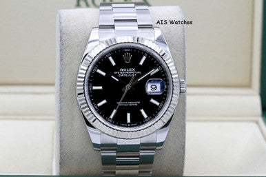 Rolex Datejust 41MM 126334 Black Stick Dial Oyster Box & Papers