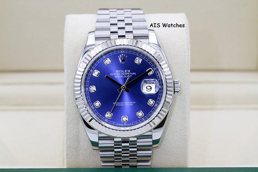Rolex Datejust 41MM 126334 Blue Diamond Dial Jubilee Box & Paper