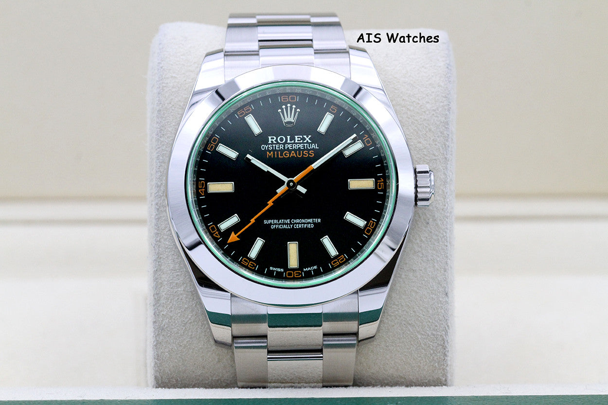 Rolex Milgauss 116400GV Black Dial / Green Crystal 2021 Box & Papers