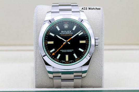 Rolex Milgauss 116400GV Black Dial / Green Crystal 2021 Box & Papers