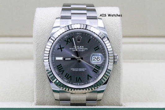 BNIB Rolex Datejust 41MM 126334 Wimbledon Slate Roman Dial Oyster Box & Papers