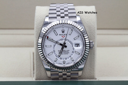Rolex 326934 Sky-Dweller Stainless Steel White Dial Jubilee Box & Papers