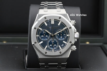 BNIB Audemars Piguet 26240ST 41MM Royal Oak Chronograph Blue Dial B&P