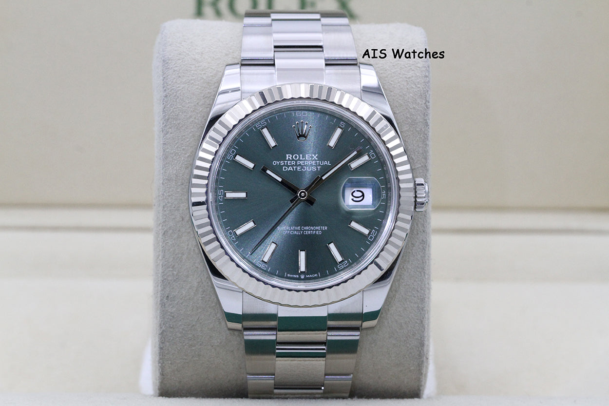 Rolex Datejust 41MM 126334 Mint Green Dial Oyster 2023 Box & Papers