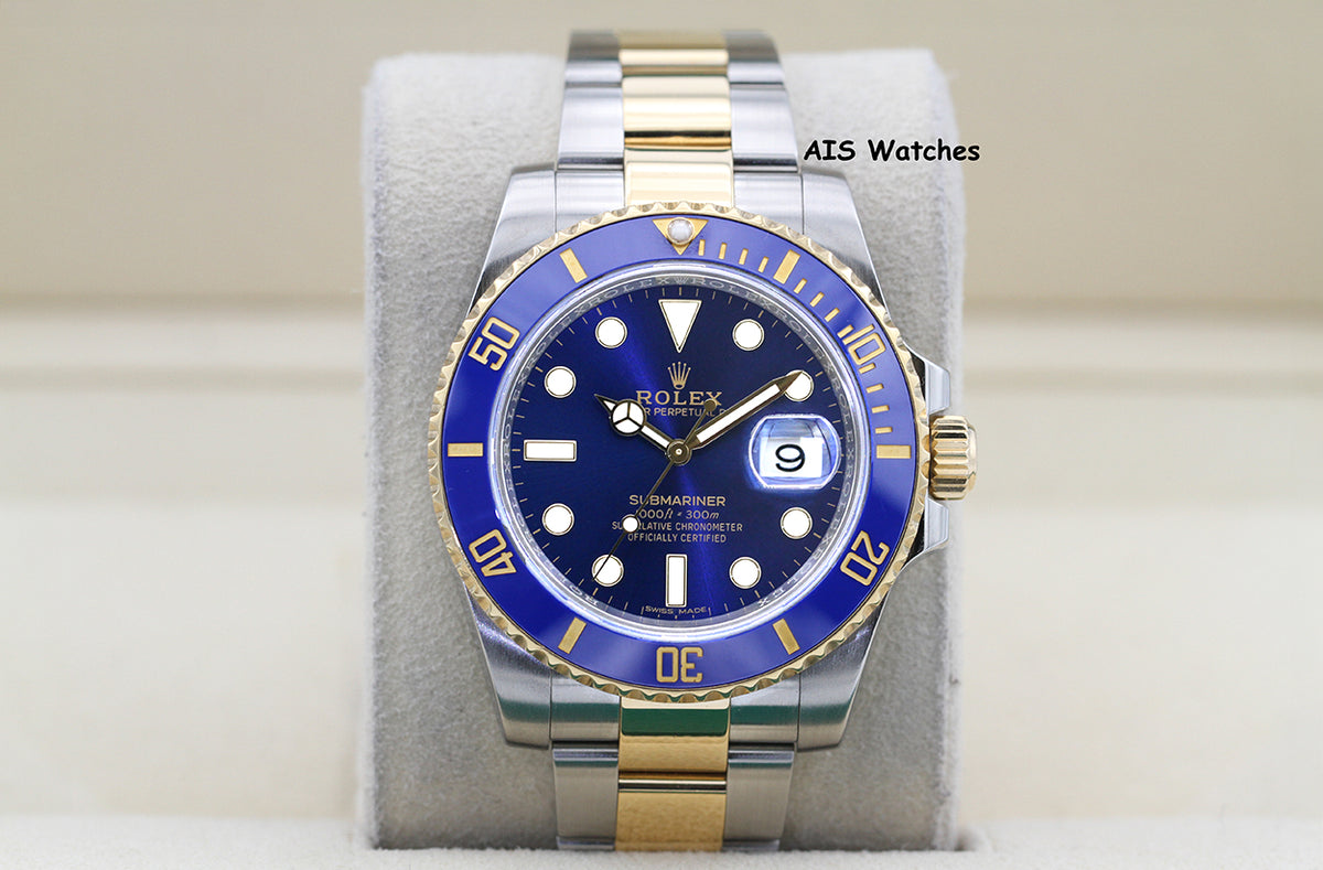 Rolex Submariner 18K YG/SS 116613LB SunBurst Blue Dial Ceramic 40MM 2018 B&P