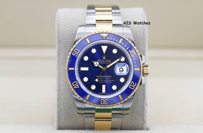 Rolex Submariner 18K YG/SS 116613LB SunBurst Blue Dial Ceramic 40MM 2018 B&P