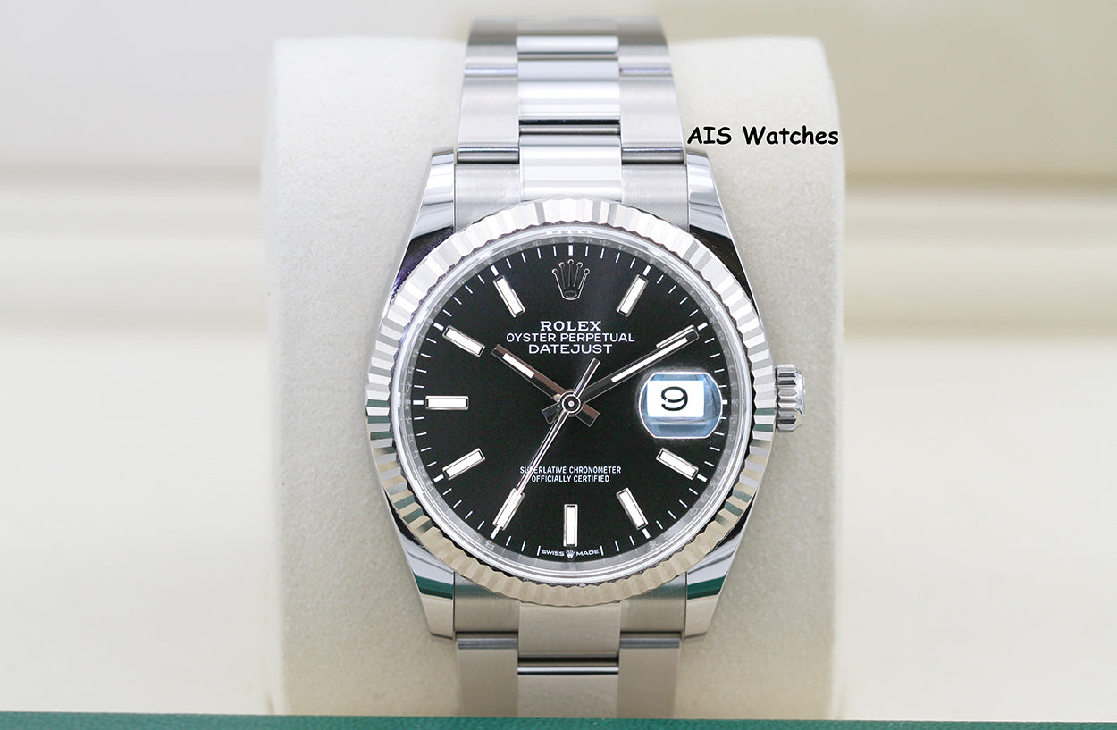 Rolex Datejust 36MM 126234 Oyster Black Stick Dial Stainless Steel B&P
