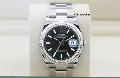 Rolex Datejust 36MM 126234 Oyster Black Stick Dial Stainless Steel B&P