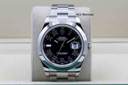 Rolex Datejust II 41MM 116300 Black Roman Dial Stainless Steel Box & Papers