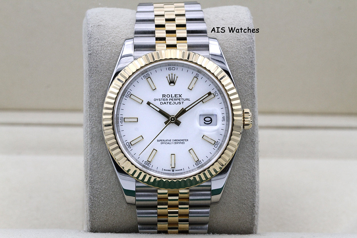 Rolex 126333 DateJust 41MM 18K YG/SS White Stick Dial Jubilee 2020 B&P