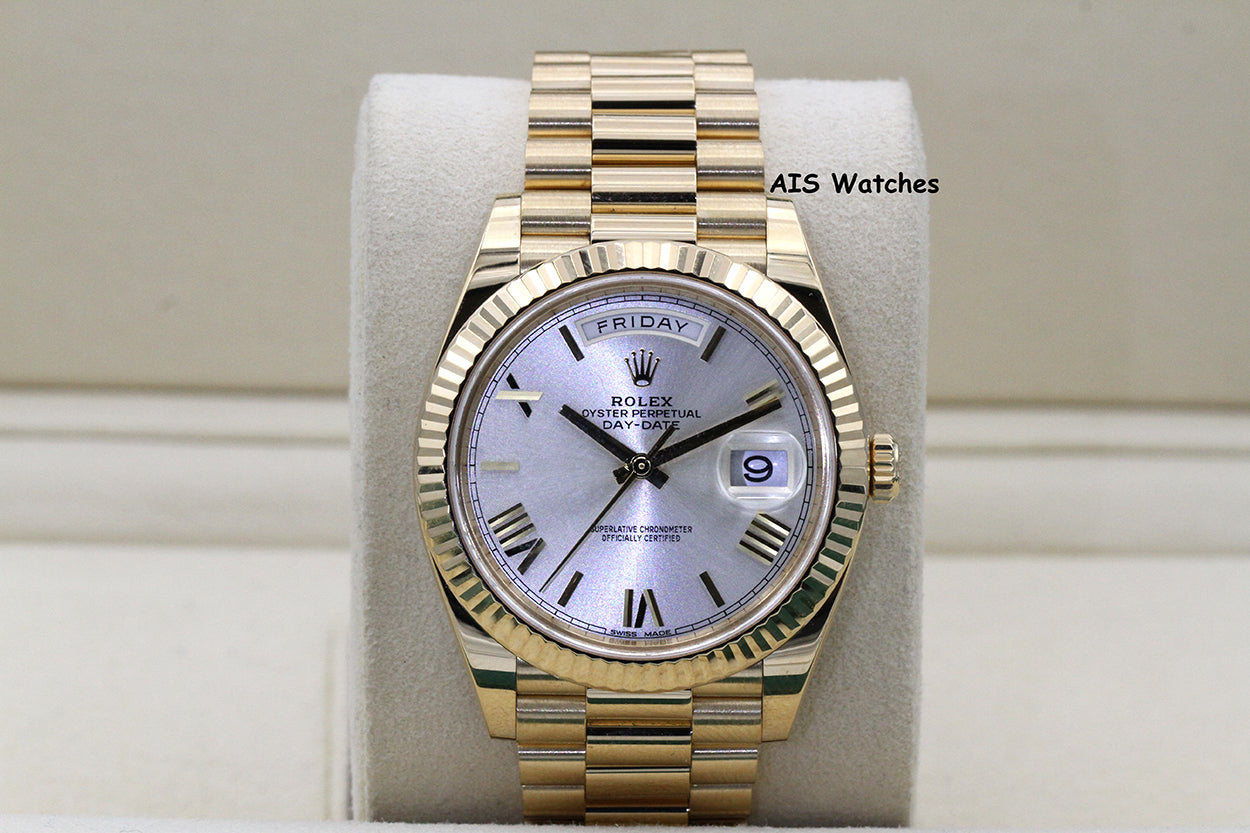Rolex 228238 DayDate 40MM DD40 Yellow Gold Silver Roman Dial 2019 Box & Papers