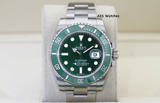 Rolex Submariner 116610LV HULK Green Dial and Ceramic Bezel 2016 Box & Paper