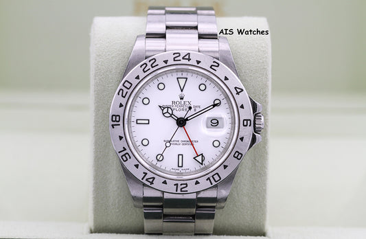 Rolex Explorer II 16570 Polar White Dial 40MM M Serial 3186 Box & Papers