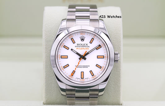Rolex Milgauss 116400 White Dial V Serial Box & Papers