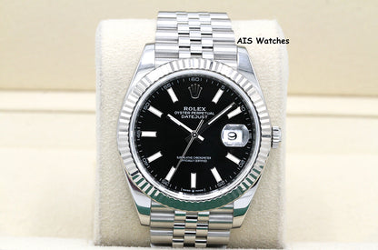Rolex Datejust 41MM 126334 Black Stick Dial Jubilee 2020 Box & Papers