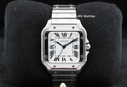 Cartier Santos De Cartier Medium Steel WSSA0029 Silver Dial 35.1MM Box & Papers