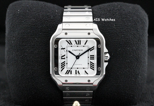 Cartier Santos De Cartier Medium Steel WSSA0029 Silver Dial 35.1MM Box & Papers