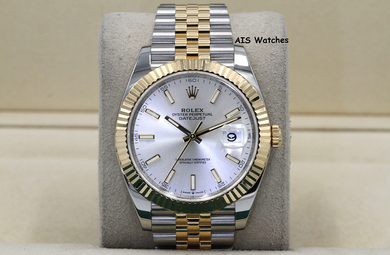 Rolex 126333 DateJust 41MM 18K YG/SS Silver Stick Dial Jubilee Bracelet 2023 Box & Papers