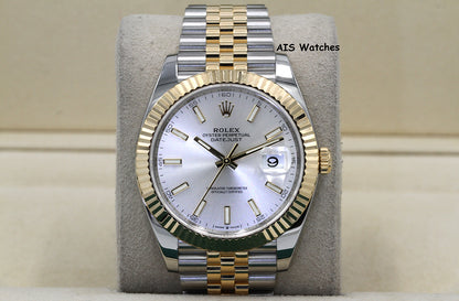 Rolex 126333 DateJust 41MM 18K YG/SS Silver Stick Dial Jubilee Bracelet 2023 Box & Papers