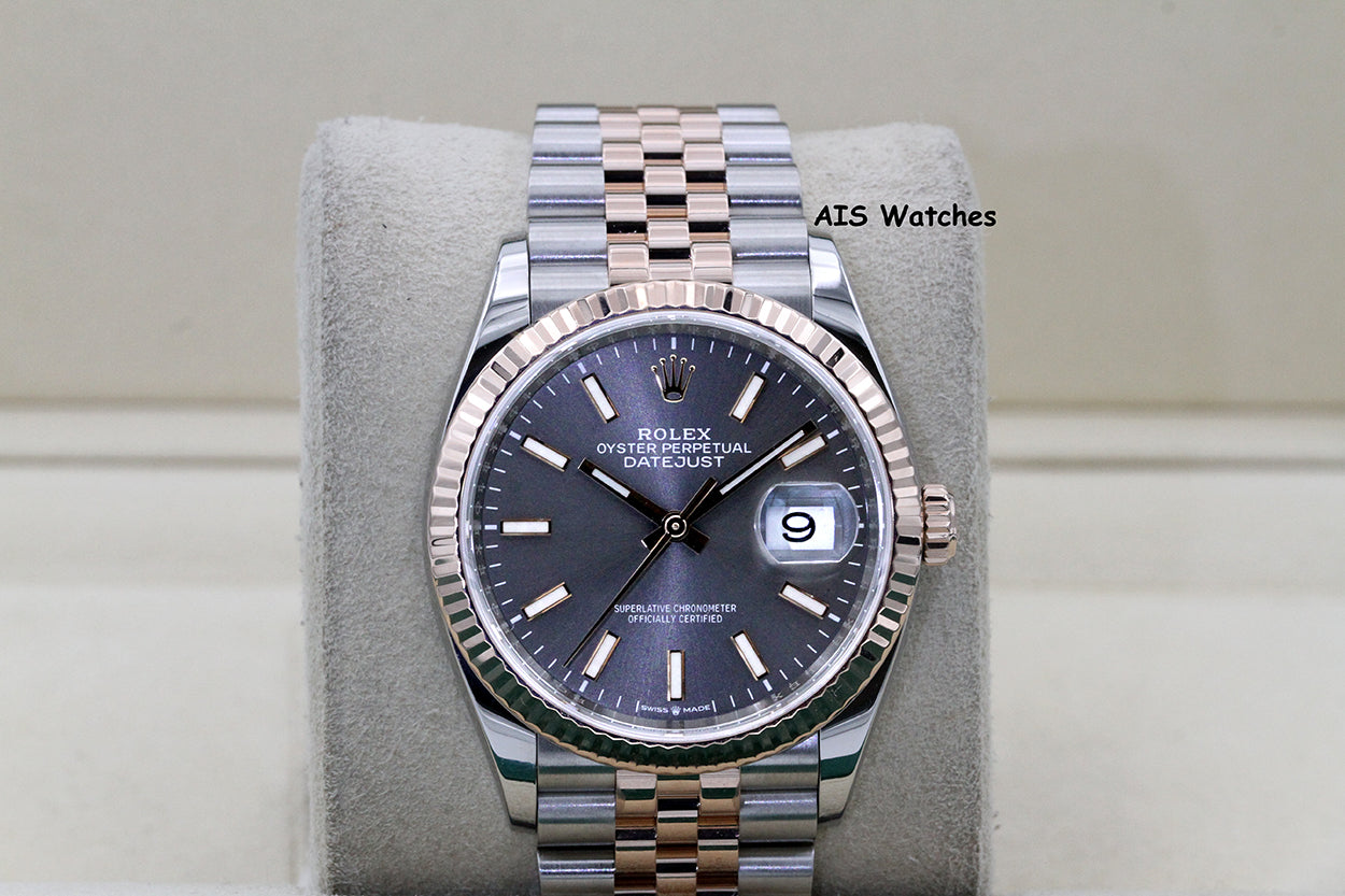 Rolex 126231 DateJust 36MM 18K RG/SS Rhodium Stick Dial Jubilee Bracelet B&P