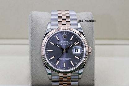 Rolex 126231 DateJust 36MM 18K RG/SS Rhodium Stick Dial Jubilee Bracelet B&P