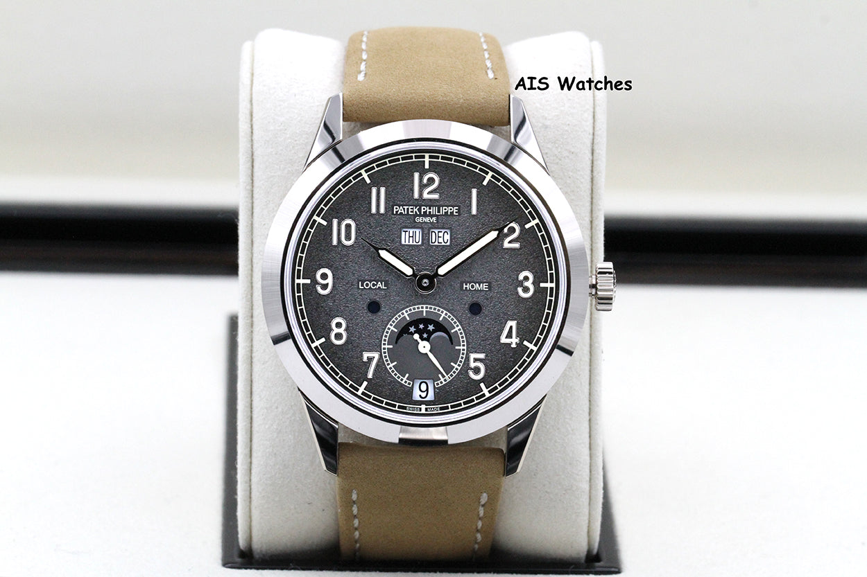 BNIB Patek Philippe Calatrava Annual Calendar Travel Time 5326G 18K White Gold Charcoal Dial Box & Papers