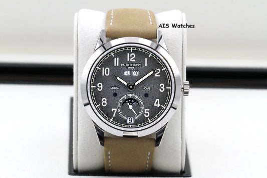 BNIB Patek Philippe Calatrava Annual Calendar Travel Time 5326G 18K White Gold Charcoal Dial Box & Papers
