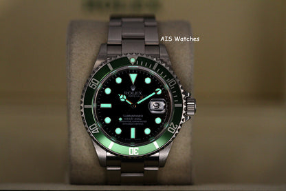 Rolex Submariner 16610LV 50th Anniversary Kermit D Serial Box & Papers