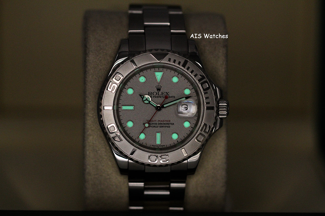 Rolex YachtMaster 16622 Platinum Dial D Serial Box & Papers