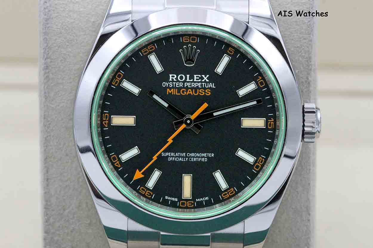 Rolex Milgauss 116400 GV Green Crystal Black Dial 2021 Box & Papers